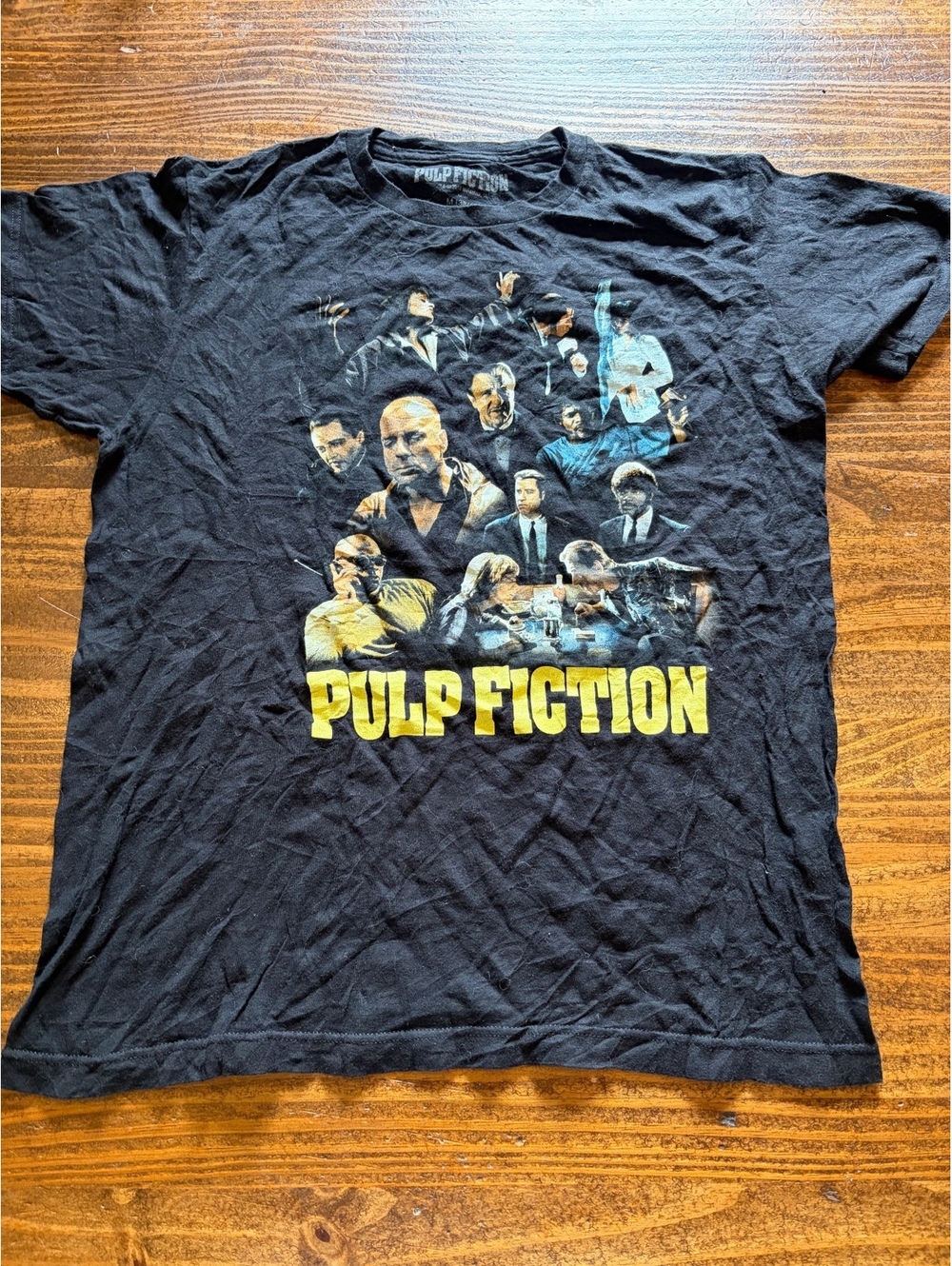 Pulp Fiction Movie Graphic T-Shirt Medium Black Cotton